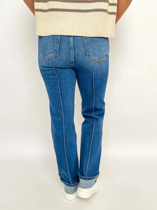 Judy Blue Front Seam Cuffed Straight Jeans - SLS Wares