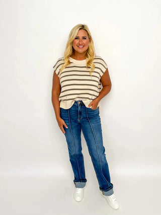 Judy Blue Front Seam Cuffed Straight Jeans - SLS Wares