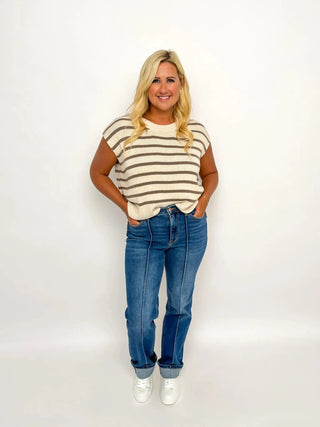 Judy Blue Front Seam Cuffed Straight Jeans - SLS Wares