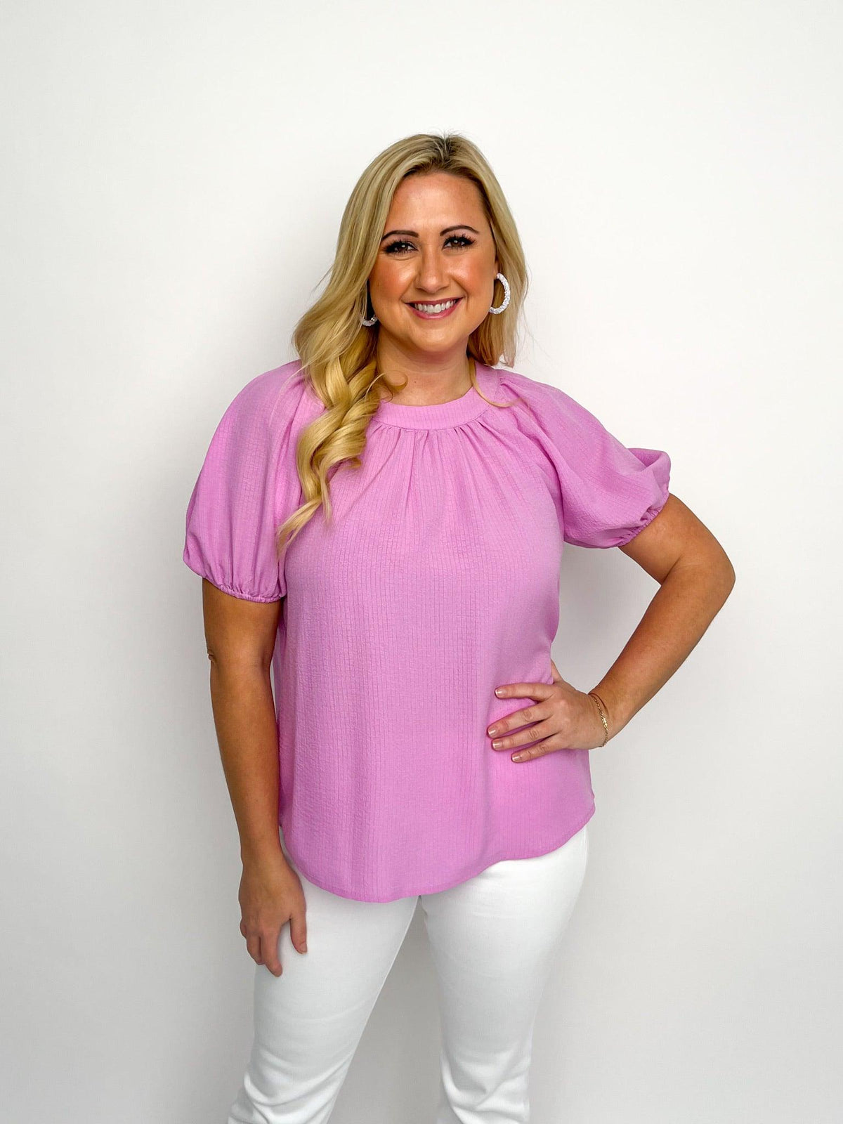 Lavender Puff Sleeve Top - SLS Wares