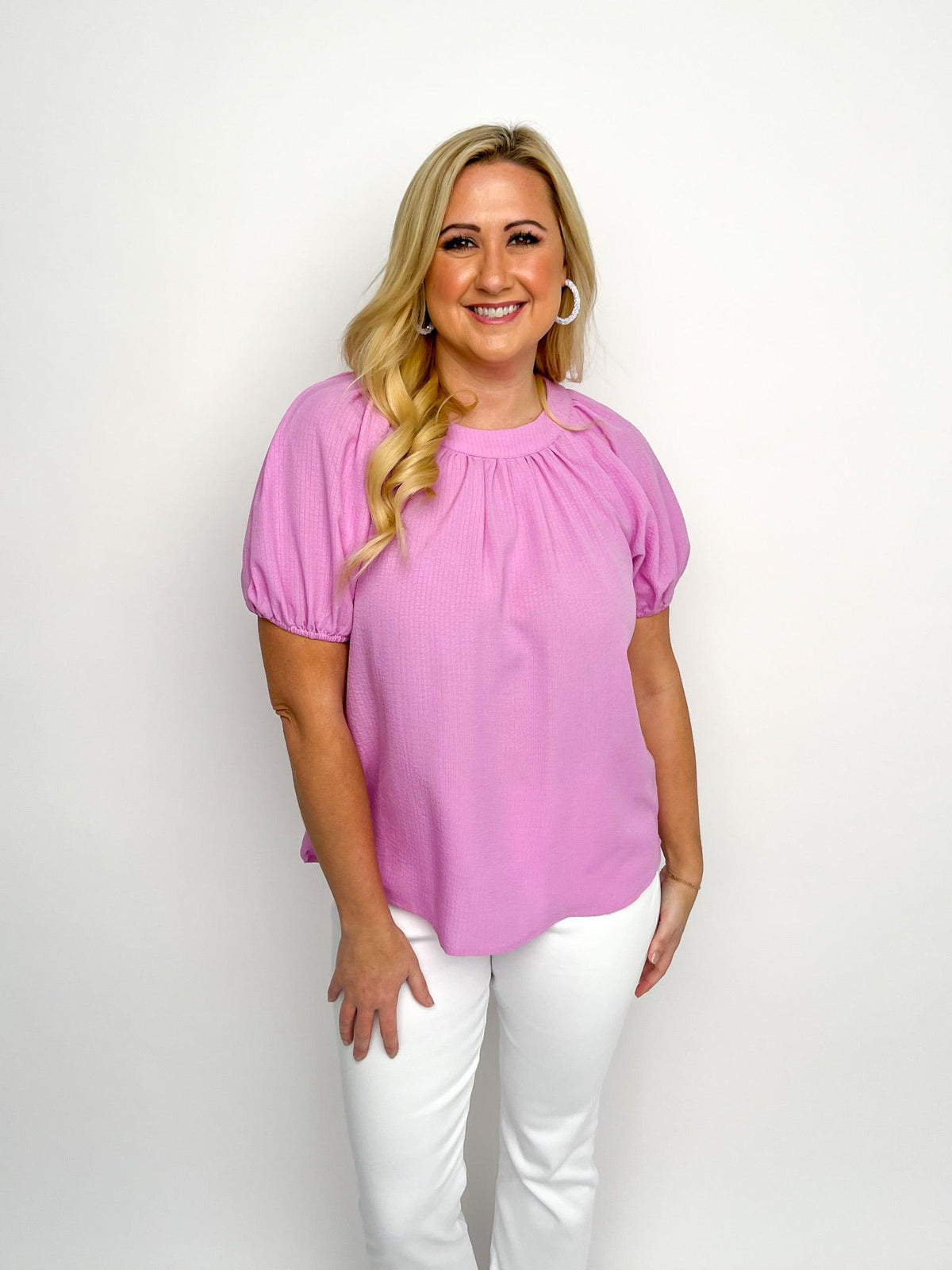 Lavender Puff Sleeve Top - SLS Wares