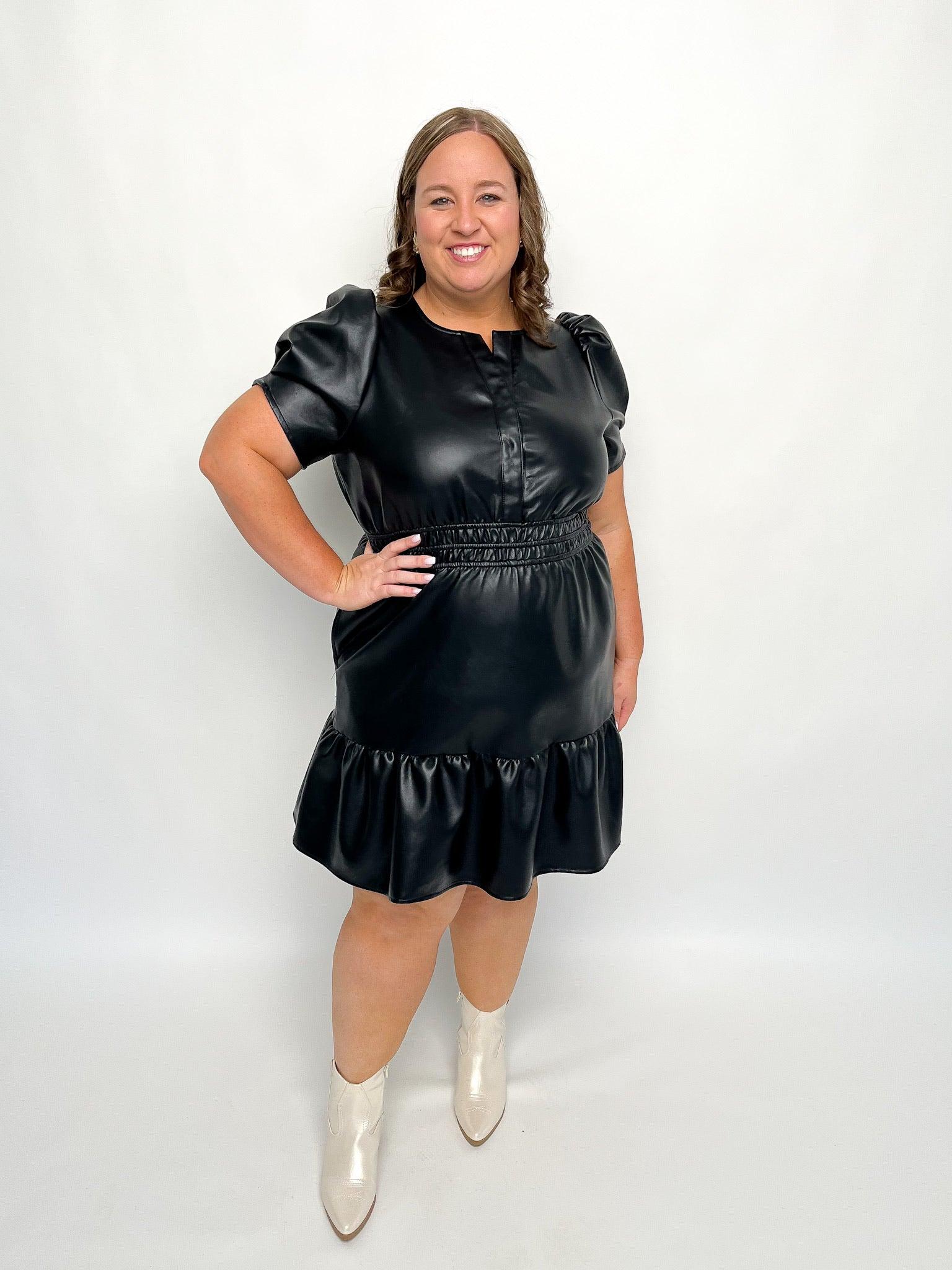 Leather dress sale size 18