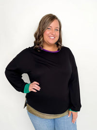 Mardi Gras Black Balloon Sleeve Top - SLS Wares