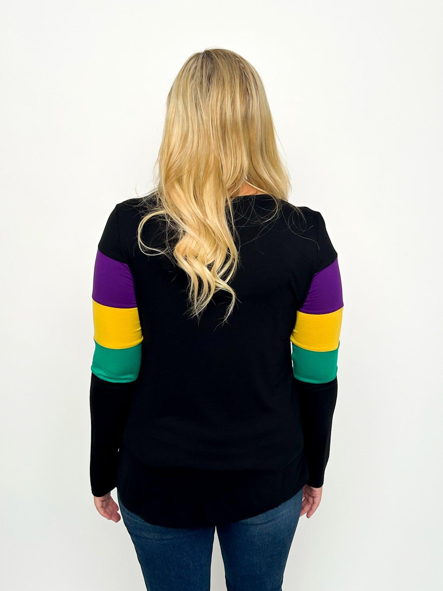 Mardi Gras Black Stripe Top | SLS Wares