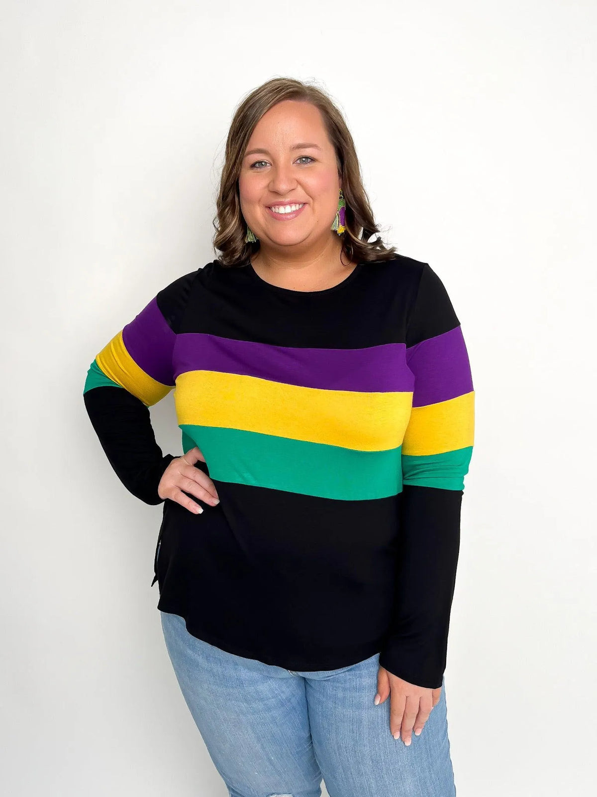 Mardi Gras Black Stripe Top - SLS Wares