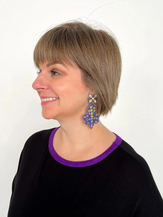 Mardi Gras Fleur de Lis Burst Earrings - SLS Wares