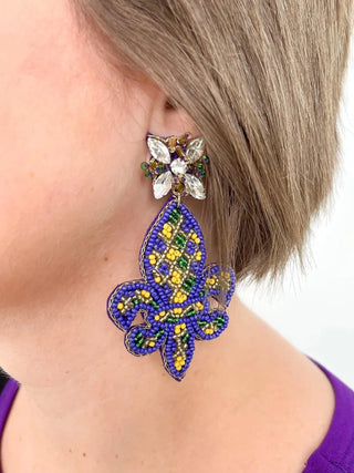 Mardi Gras Fleur de Lis Burst Earrings - SLS Wares