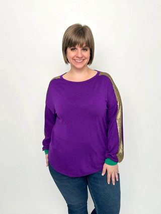 Mardi Gras Purple Balloon Sleeve Top - SLS Wares