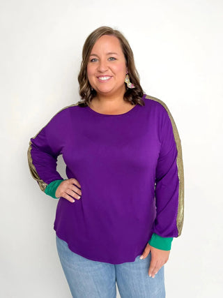 Mardi Gras Purple Balloon Sleeve Top - SLS Wares