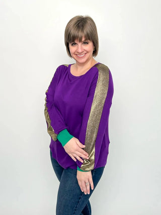 Mardi Gras Purple Balloon Sleeve Top - SLS Wares