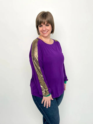 Mardi Gras Purple Balloon Sleeve Top - SLS Wares