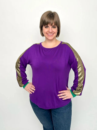 Mardi Gras Purple Balloon Sleeve Top - SLS Wares