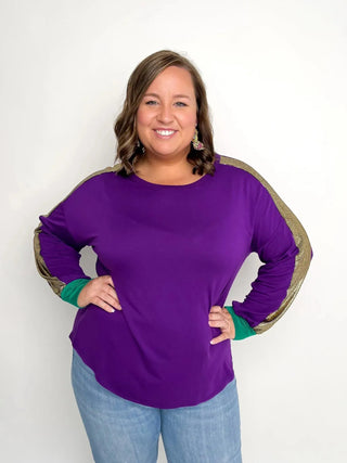 Mardi Gras Purple Balloon Sleeve Top - SLS Wares