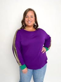 Mardi Gras Purple Balloon Sleeve Top - SLS Wares