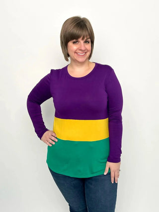 Mardi Gras Purple Color Block Top - SLS Wares