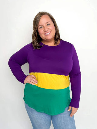 Mardi Gras Purple Color Block Top - SLS Wares