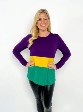 Mardi Gras Purple Color Block Top - SLS Wares