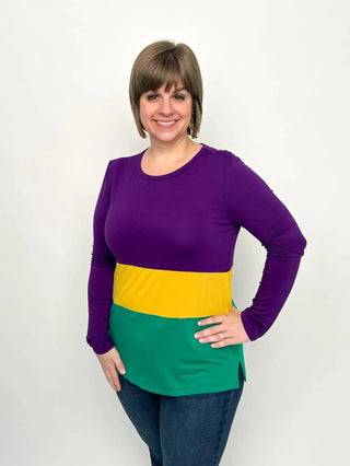 Mardi Gras Purple Color Block Top - SLS Wares