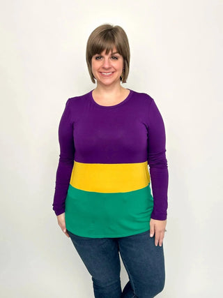 Mardi Gras Purple Color Block Top - SLS Wares