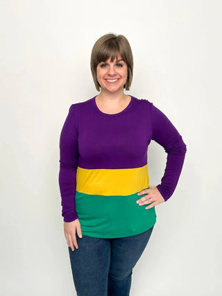 Mardi Gras Purple Color Block Top - SLS Wares