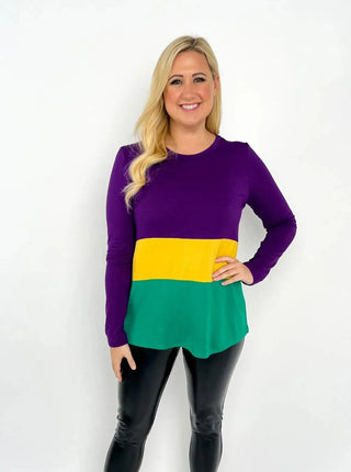 Mardi Gras Purple Color Block Top - SLS Wares