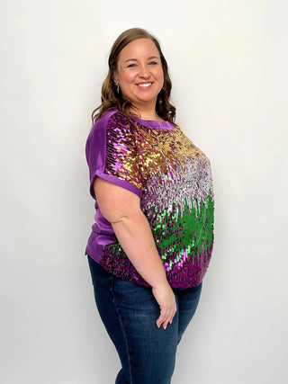 Mardi Gras Sequin Color Block Top - SLS Wares