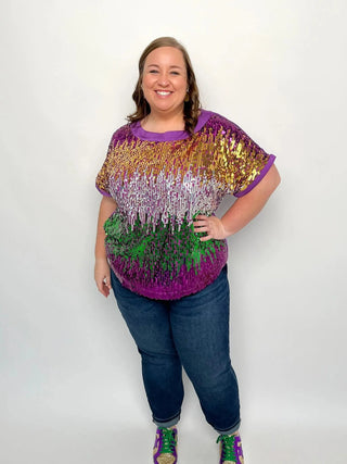 Mardi Gras Sequin Color Block Top - SLS Wares