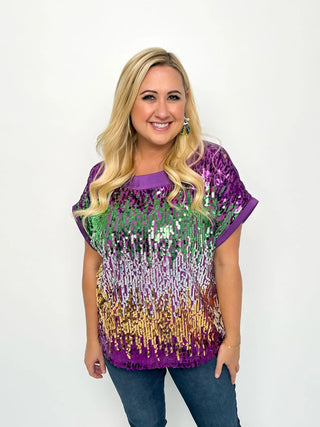 Mardi Gras Sequin Color Block Top - SLS Wares