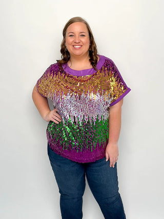 Mardi Gras Sequin Color Block Top - SLS Wares