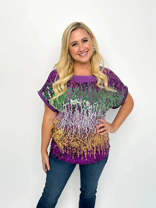 Mardi Gras Sequin Color Block Top - SLS Wares