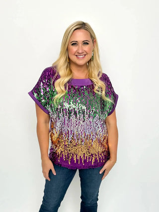 Mardi Gras Sequin Color Block Top - SLS Wares