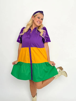 Mardi Gras Sequin Sleeve Dress - SLS Wares