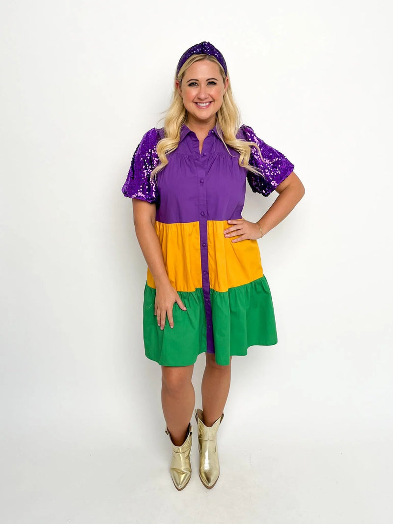 Mardi Gras Sequin Sleeve Dress - SLS Wares