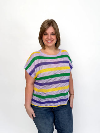 Mardi Gras Striped Dolman Sleeve Top - SLS Wares