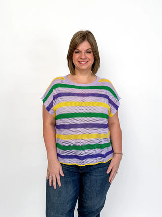 Mardi Gras Striped Dolman Sleeve Top - SLS Wares