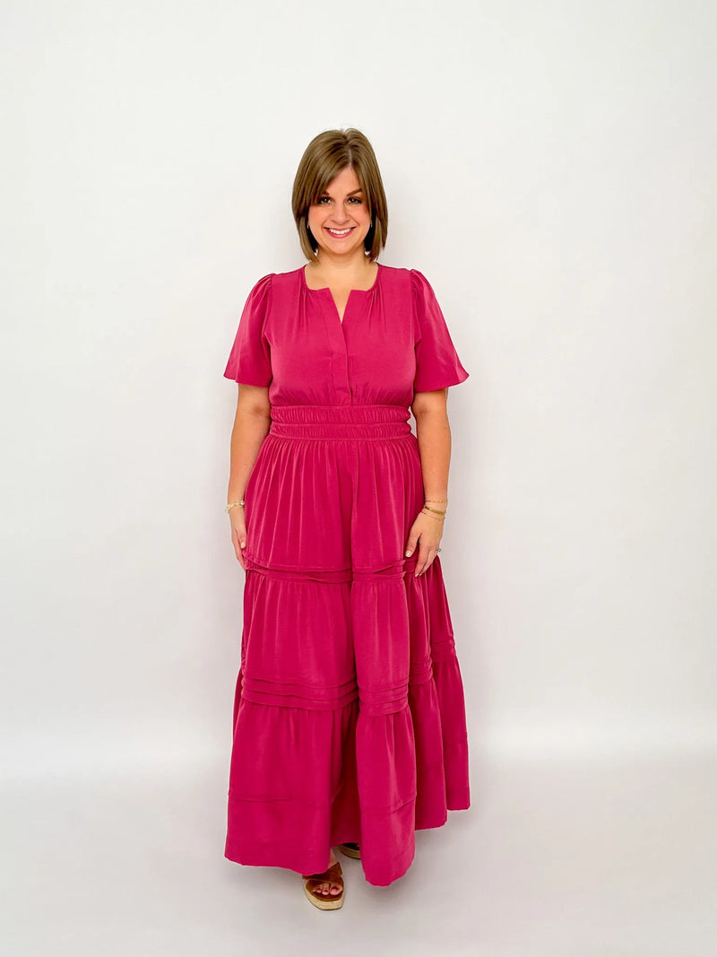 Mauve Pink Tiered Maxi Dress - SLS Wares