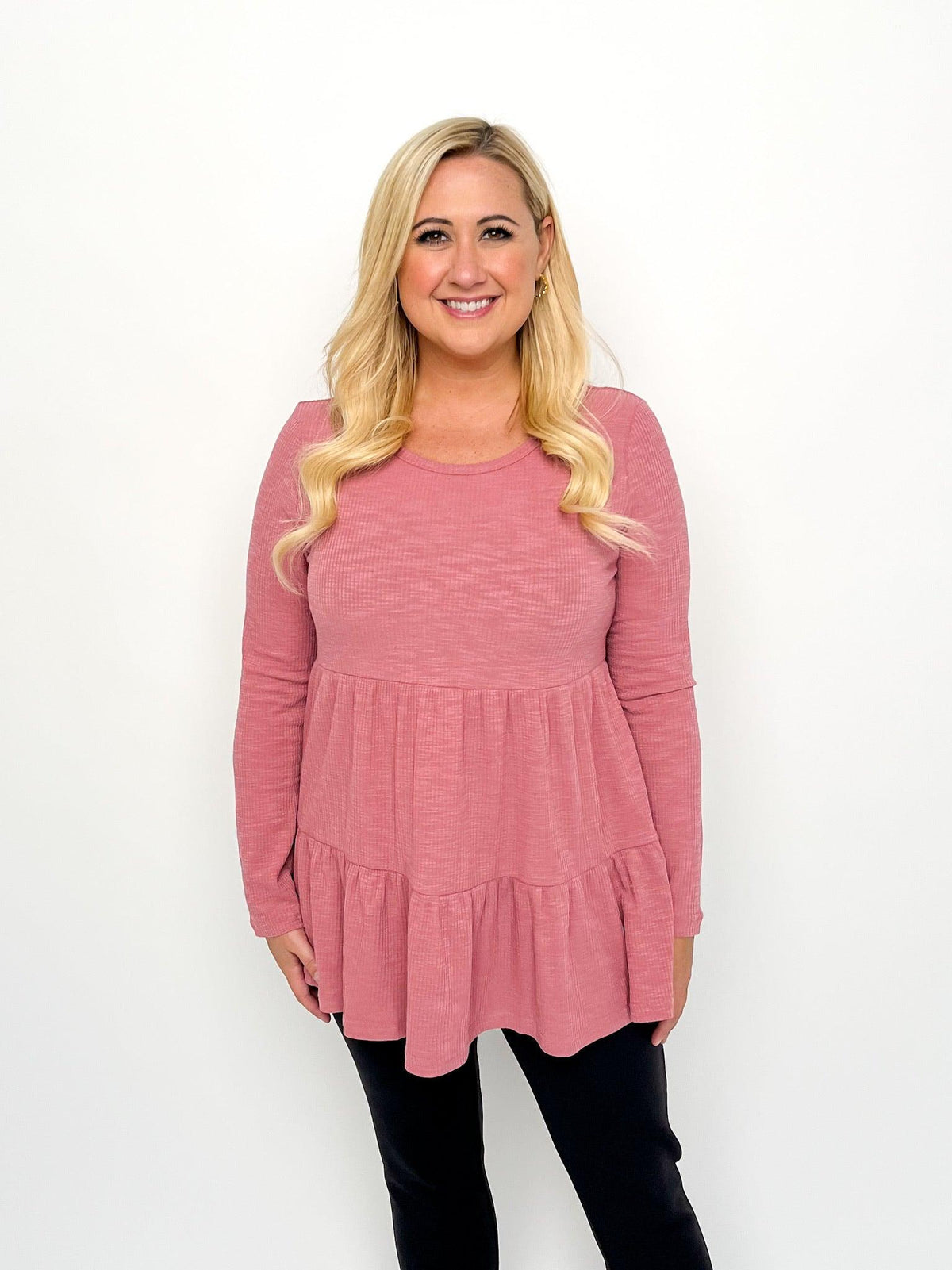 Mauve Ribbed Babydoll Top - SLS Wares