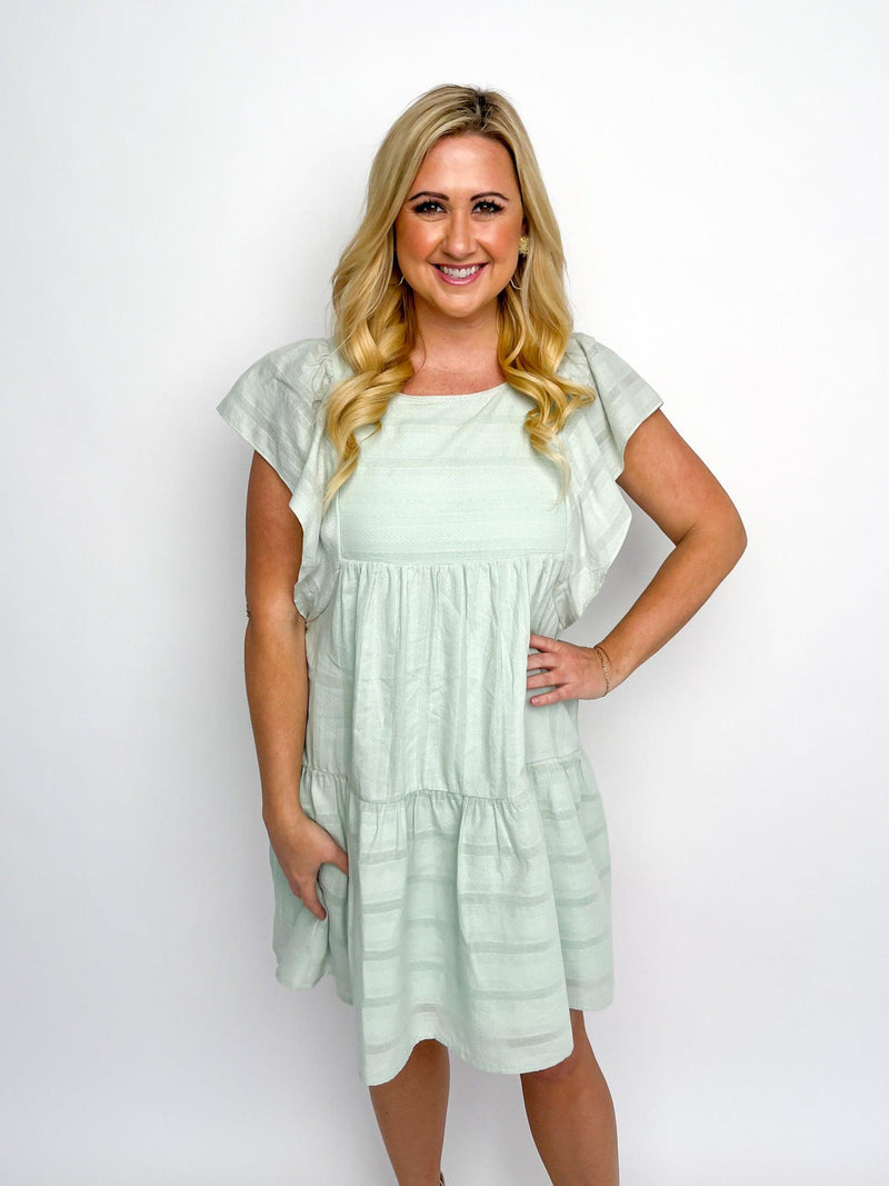 Mint Flutter Sleeve Dress - SLS Wares