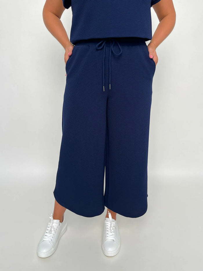 Navy High Waisted Wide Leg Pants - SLS Wares