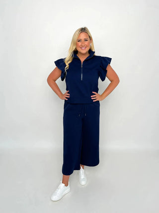 Navy High Waisted Wide Leg Pants - SLS Wares