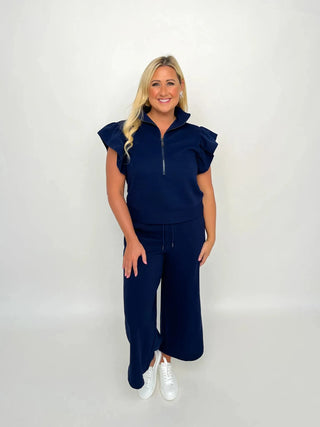 Navy High Waisted Wide Leg Pants - SLS Wares