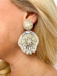 Pearl & Rhinestone Floral Earrings - SLS Wares