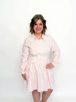 Pink & White Striped Dress - SLS Wares