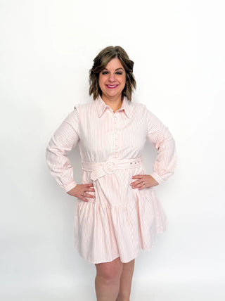 Pink & White Striped Dress - SLS Wares