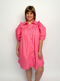 Pink Button Down Shirt Dress - SLS Wares
