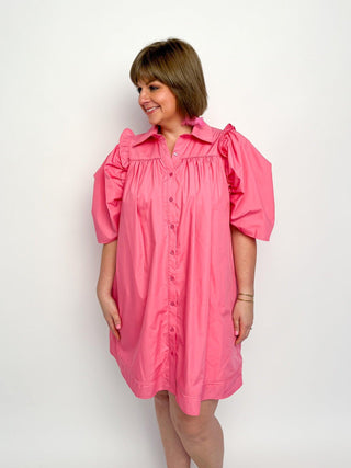 Pink Button Down Shirt Dress - SLS Wares