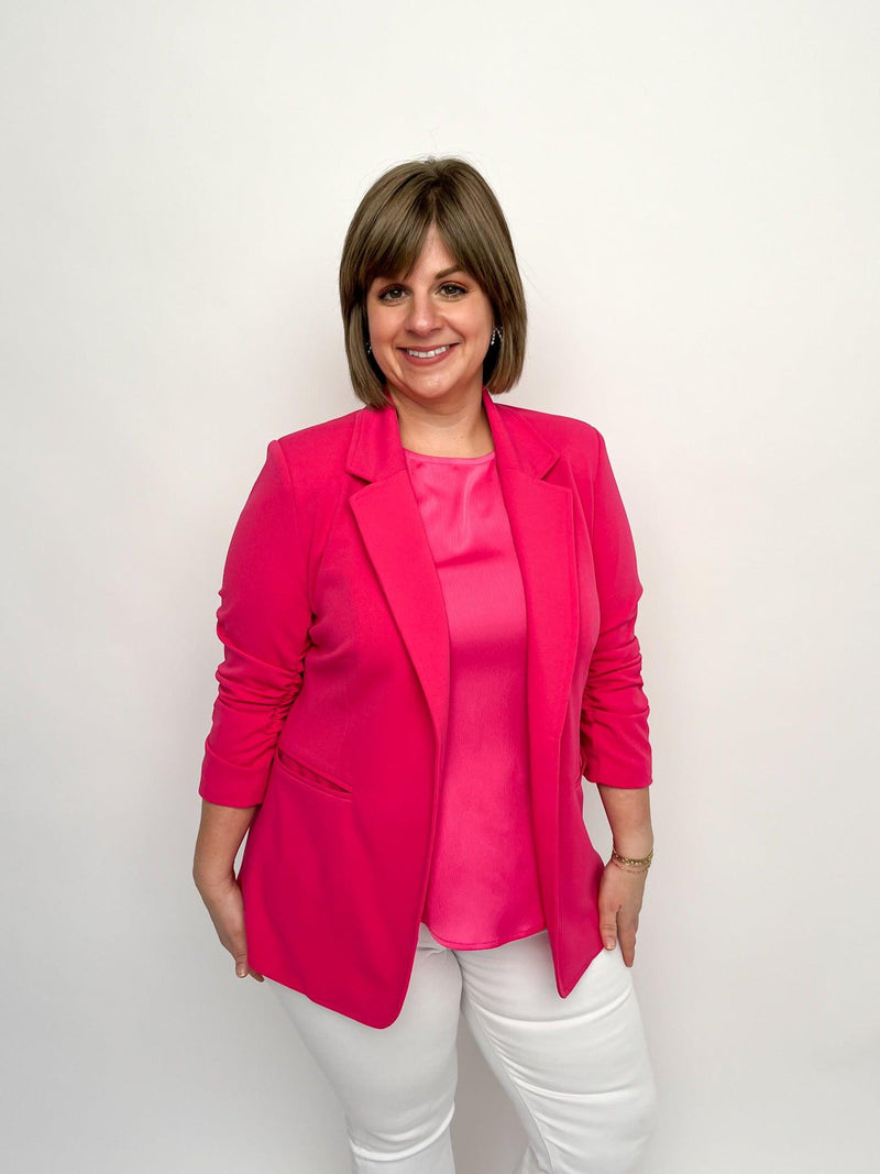 Pink Cinched Sleeve Blazer - SLS Wares