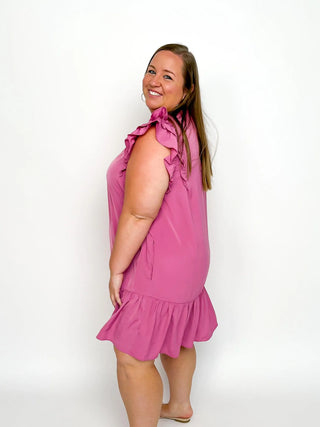 Pink Ruffled Drop Waist Dress - SLS Wares