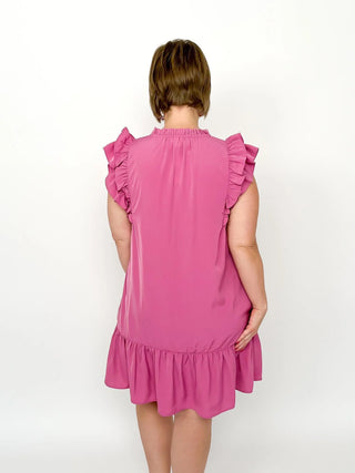 Pink Ruffled Drop Waist Dress - SLS Wares