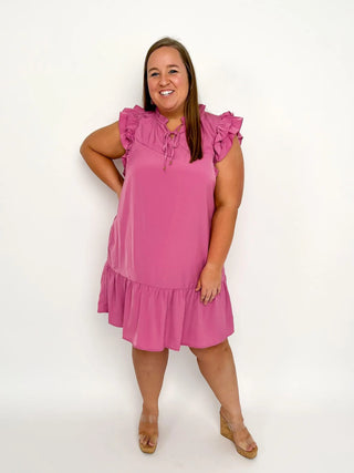 Pink Ruffled Drop Waist Dress - SLS Wares